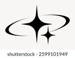 Abstract star design with two overlapping stars. Black stars on a white background. Minimalist star pattern. Simple star shapes create a dynamic look. Minimal illustration vector.