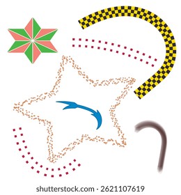 Abstract Star Designs with Colorful Patterns and Arrows