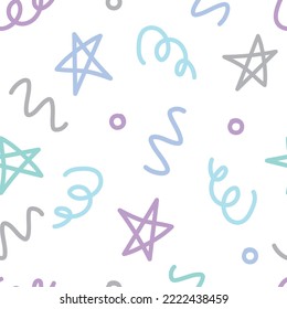 Abstract star doodle seamless pattern background for design, wrapping, template, post. Vector illustration