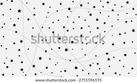 Abstract star and dot line pattern on background.  Repeating design.
