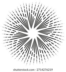 Abstrakte Sternenexplosion. Radiale dynamische Linien. Geometrische Lichtform. Minimale Vektorgrafik. EPS 10.