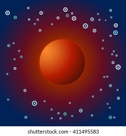 Abstract star field with Mars