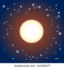 Abstract star field and sun  