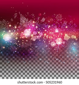 Abstract Star field transparent background. Abstract vector illustration with many lights and dots. Modern decoration for holidays design.