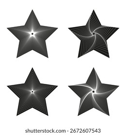 Abstrakte Sternenfiguren. Geometrische Shape-Illustration. Dunkelgraue Schatten. Dekoratives Vektorelement. EPS 10.