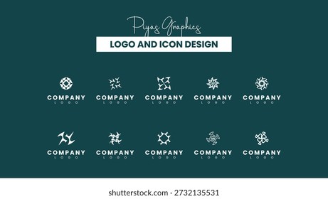 Conjunto de ícones do logotipo da chama da estrela abstrata