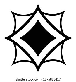 Abstraktes Star Flare Flat Symbol einzeln auf weißem Hintergrund
