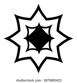 Abstraktes Star Flare Flat Symbol einzeln auf weißem Hintergrund