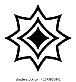 Abstraktes Star Flare Flat Symbol einzeln auf weißem Hintergrund