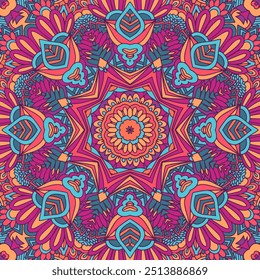 Abstrakte Sterne Blume geometrische Kunst Rosette bunte nahtlose Mandala dekorativ. Mexikanisches Design festlich. Geometrisches Paisley Medaillon Muster.