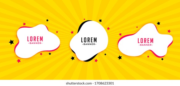 abstract star and fluid white frame banners set