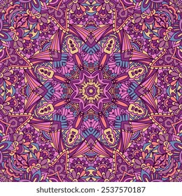 Abstract star geometric art rosette colorful seamless mandala flower ornamental. Geometric medallion fantasy boho flowers. Psychedelic festival background