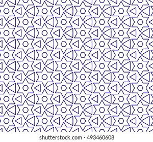 abstract star geometry seamless pattern. vector blue gradient