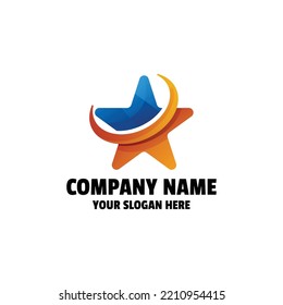 Resumen del logotipo del icono coloreado del gradiente de estrella