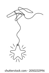 Abstract star with hand as line drawing on white background. Vector