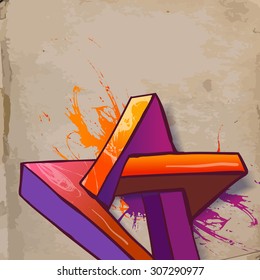 Abstract star, hand-drawn, paint splash