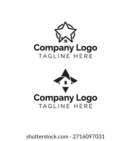 Abstract Star House Logo Design