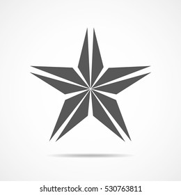 Abstract star icon in flat design. Gray star icon on light background. Vector illustration.
