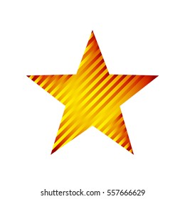 Abstract star icon in line style. Orange star with shadow, isolated on light background. Vector illustration.