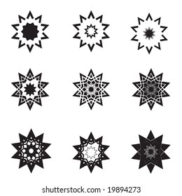 abstract star icon set and graphic design elements
