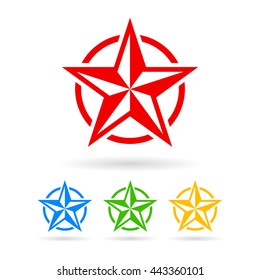 Abstract star icon set vector illustration isolated on white background