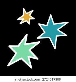 Iconos Abstractas de la estrella fijados en fondo oscuro