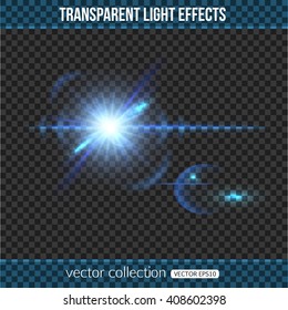 Abstract star with light effect over transparent background. Vector illustration