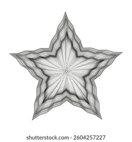 Abstract star lines. Geometric layered symbol. Minimal vector pattern. Symmetrical black outline.