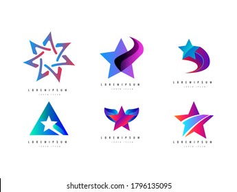 Resumen conjunto de elementos de diseño de plantilla de diseño de logotipo Star