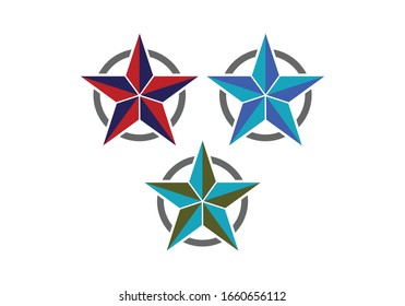 Elementos de plantilla de diseño de iconos de estrella abstracta