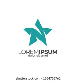 Abstraktes Sternlogo mit einfachen Buchstaben N Initialen für alle Unternehmen.