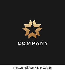 Abstract star logo template. Five  arrows business logotype. Victory, leadership, money, team, success symbol, Vector illustration.