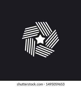 Abstract star logo for your design, vector illustration. Black white version element.