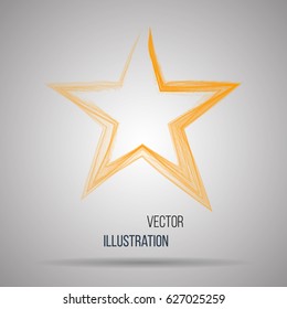 Abstract star made of lines on light background. Vector illustration
