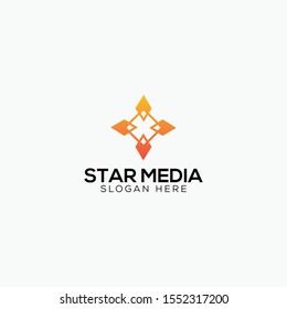abstract star media logo vector concept with simple and elegant styles