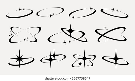 Abstract star orbit design set vector. Set of Abstract star orbit in various designs. Abstract star orbit vector collection. Abstract star orbit vector set.