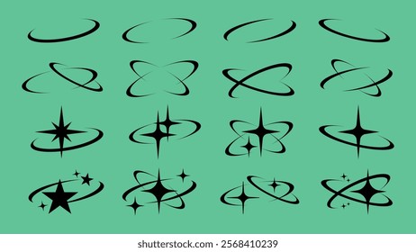 Abstract star orbit design set vector. Set of Abstract star orbit in various designs. Abstract star orbit vector collection. Abstract star orbit vector set.