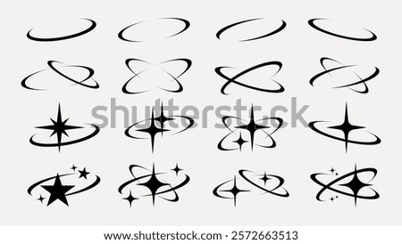 Abstract star orbit design set vector. Set of Abstract star orbit in various designs. Abstract star orbit vector collection. Abstract star orbit vector set.