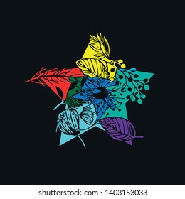 Abstract star painted flowers vector