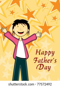 abstract star pattern background with cute young boy, illustration