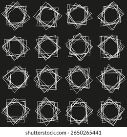 Padrão estelar abstrato. Projeto geométrico ornamental. Formas angulares monocromáticas. Ilustração vetorial.