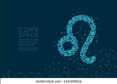 Abstract Star pattern Leo Zodiac sign shape, star constellation concept design blue color illustration isolated on dark blue background with copy space, vector eps 10