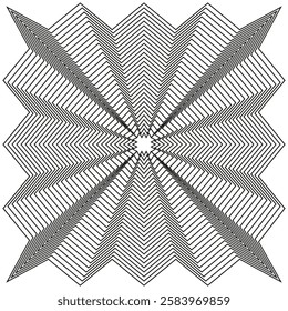 Abstract star pattern. Optical illusion effect. Black and white symmetry. Hypnotic geometric shape.