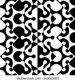 Abstract Star Pattern. Vector Seamless Background. Regular Black and White Texture