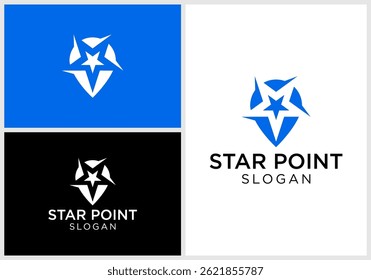 abstract star pin logo vector.