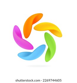Abstract star rainbow-colored logo. Soft style round icon. Five parts emblem. Vector design template elements for your app, vibrant branding, colorful identity, creative t-shirts, trendy advertising.