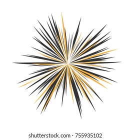 Abstrakte Star-Rays, Feiertagsfeuerwerk, dynamischer Burst, Sonnenbrand, Sternenbrand-Sonnenschein, Strahlung aus dem Zentrum der Beams, abstrakte Explosion