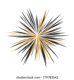 Abstrakte Star-Rays, Feiertagsfeuerwerk, dynamischer Burst, Sonnenbrand, Sternenbrand-Sonnenschein, Strahlung aus dem Zentrum der Beams, abstrakte Explosion