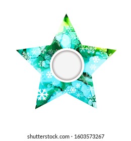 Abstract star with a round frame. Mixed media. Vector illustration