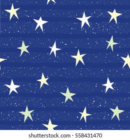 Abstract star seamless pattern background. Hand made star isolated on blue for card, invitation, album, sketch book, scrapbook, holiday wrapping paper, textile fabric, garment etc